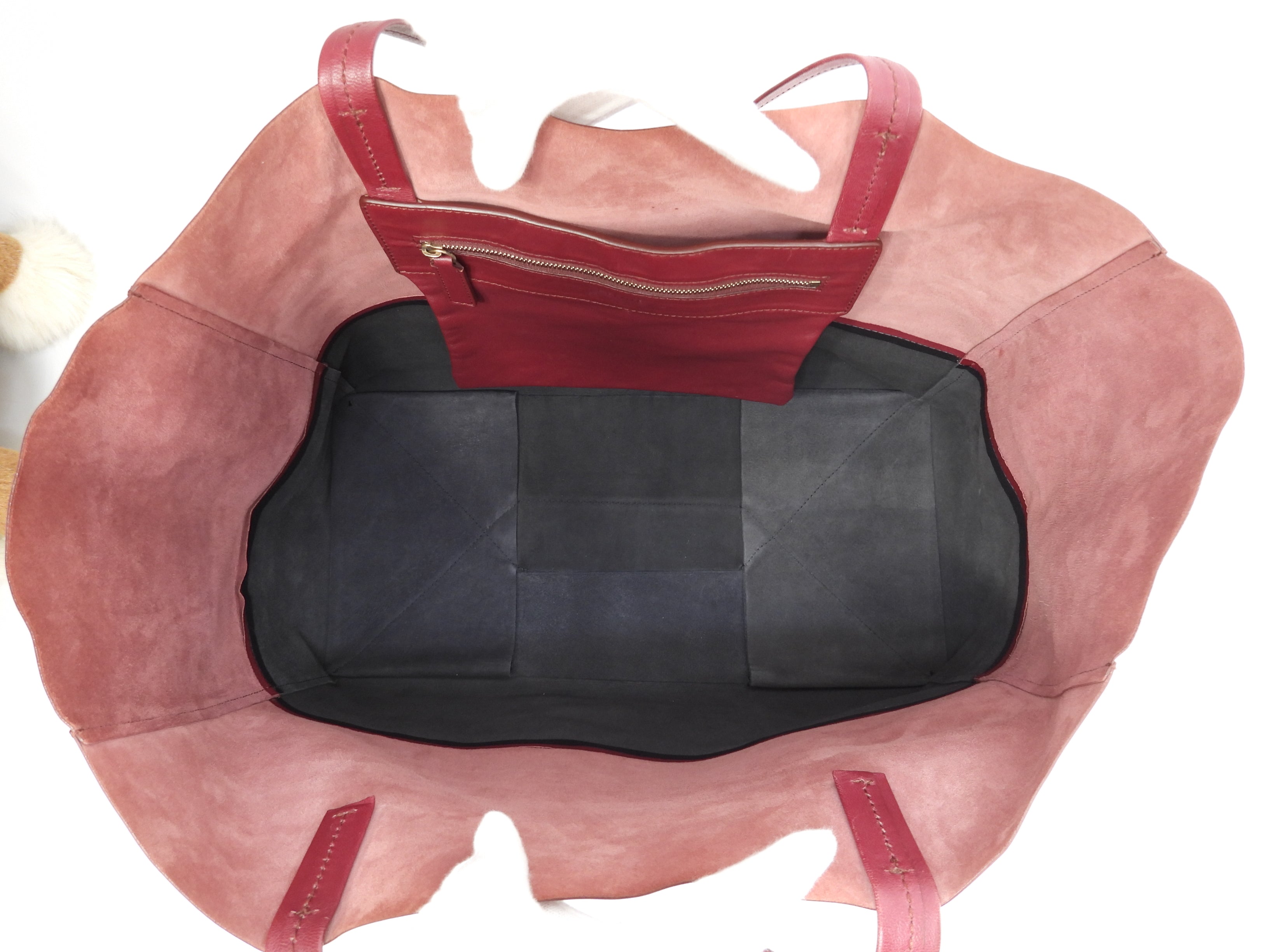 Celine Cabas Horizontal, borsa a spalla grande, tote, in pelle bordeaux e nera @F-UP-0132