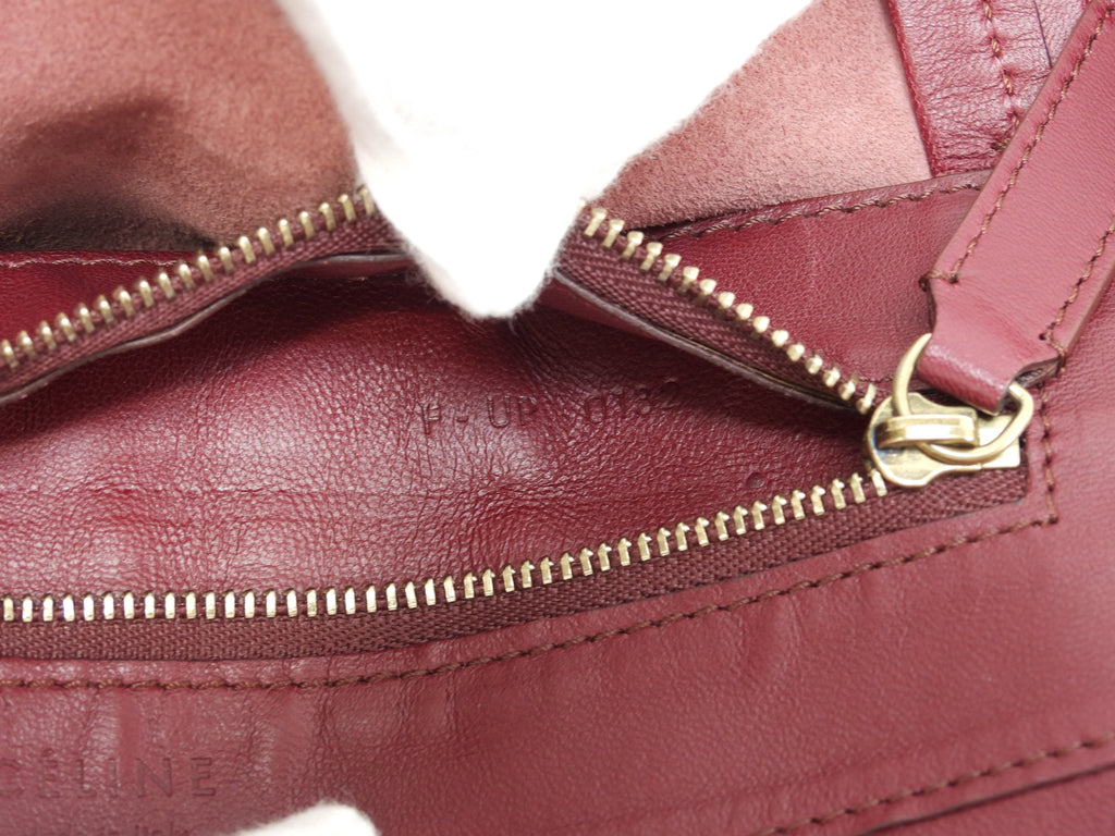 Celine Cabas Horizontal, borsa a spalla grande, tote, in pelle bordeaux e nera @F-UP-0132