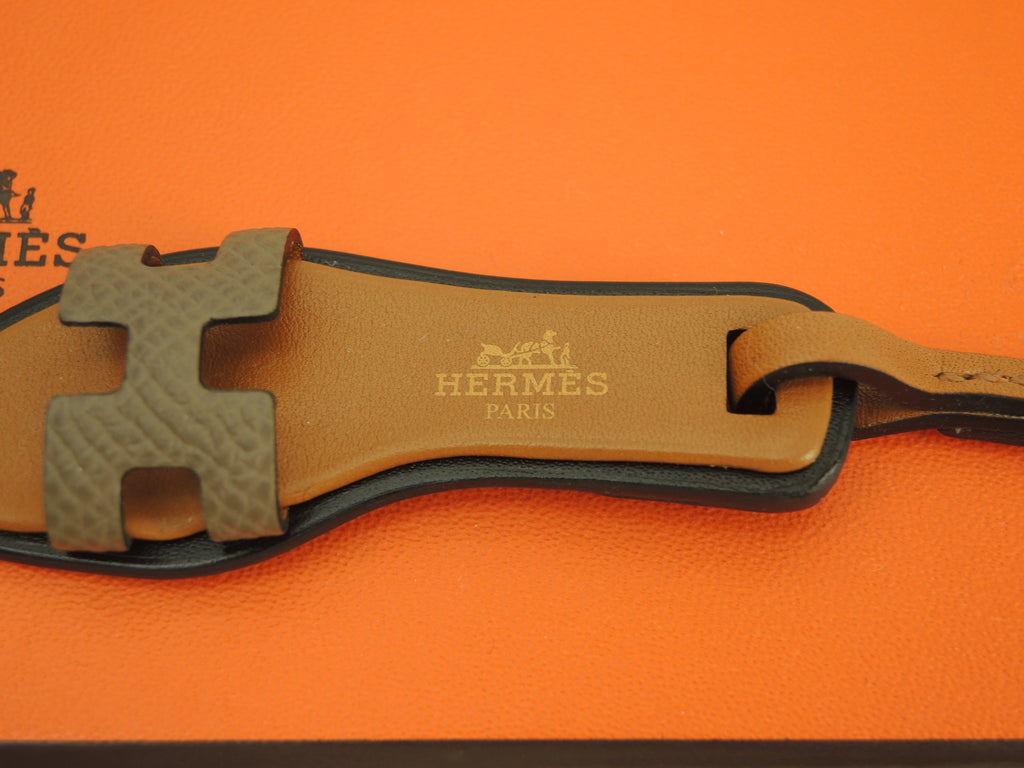 Hermès Oran Nano Veau Epsom Étoupe marrone Ciondolo Borsa Accessorio Tracolla Nuovo@6