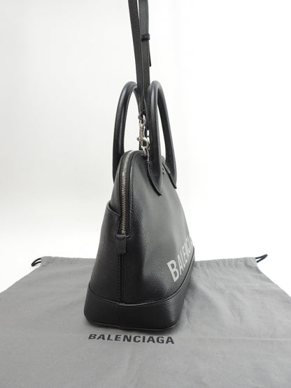 Balenciaga Borsa a mano S in pelle nera con logo grigio e tracolla staccabile, pochette, ottime condizioni @ 49
