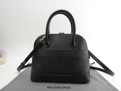 Balenciaga Borsa a mano S in pelle nera con logo grigio e tracolla staccabile, pochette, ottime condizioni @ 49
