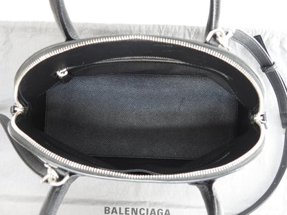 Balenciaga Borsa a mano S in pelle nera con logo grigio e tracolla staccabile, pochette, ottime condizioni @ 49