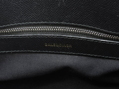 Balenciaga Borsa a mano S in pelle nera con logo grigio e tracolla staccabile, pochette, ottime condizioni @ 49