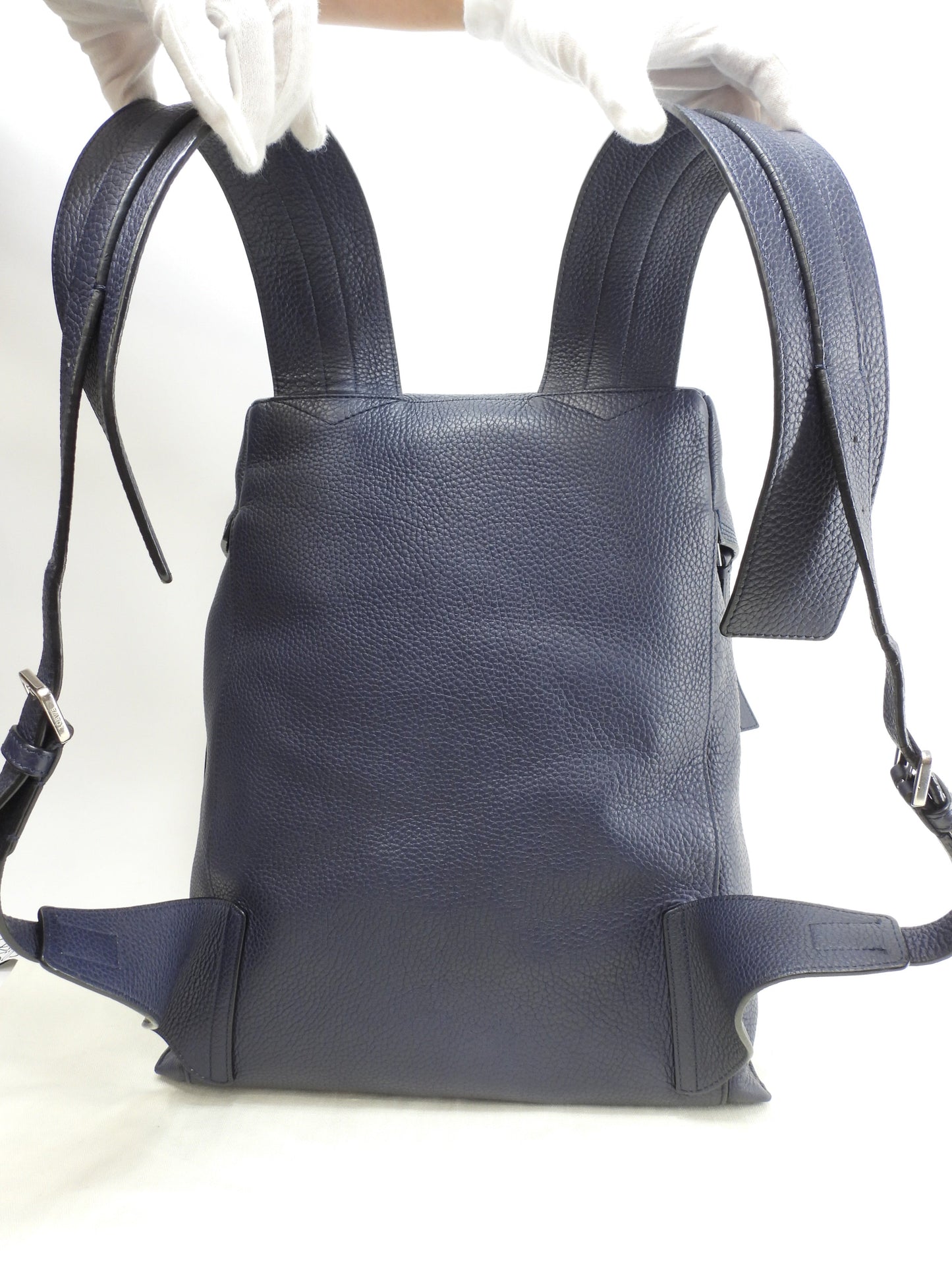 Loewe zaino T-backpack in pelle blu marino, uomo, in condizioni eccellenti @061705