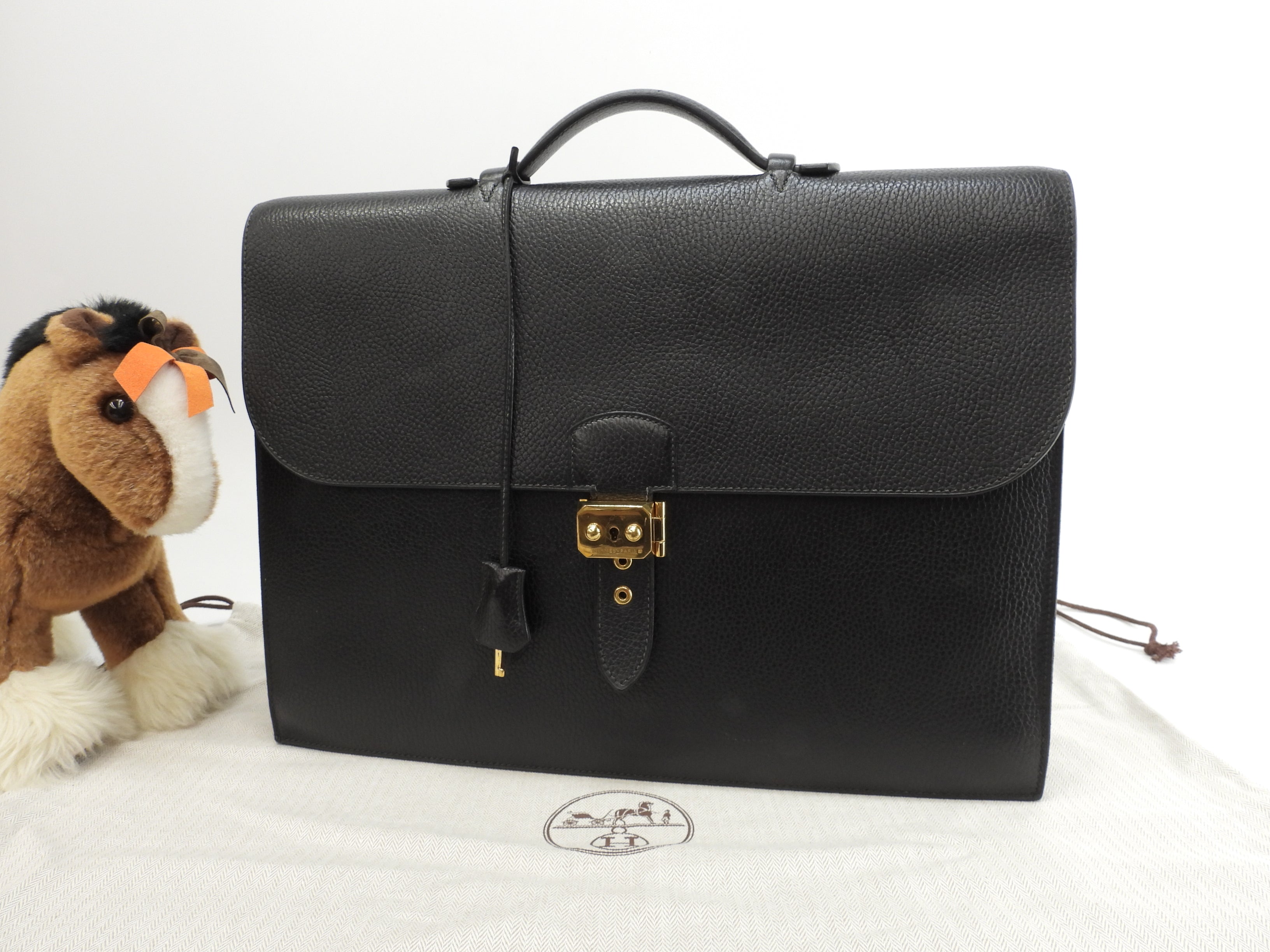 Hermès Sac à Dépêches 41 in pelle Ardennes nera, valigetta da uomo, ventiquattrore @〇Y