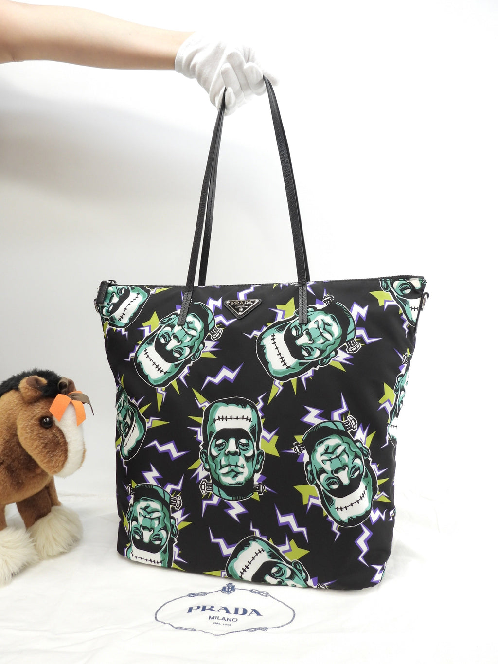 Borsa tote Prada Frankenstein Saffiano/nylon nero borsa a tracolla da uomo, condizioni eccellenti @255