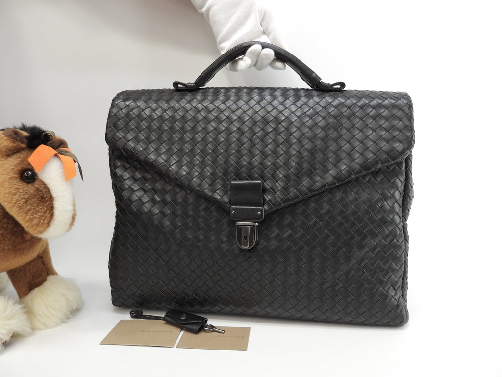 Bottega Veneta ventiquattrore in pelle Intrecciato nera porta documenti @ 240