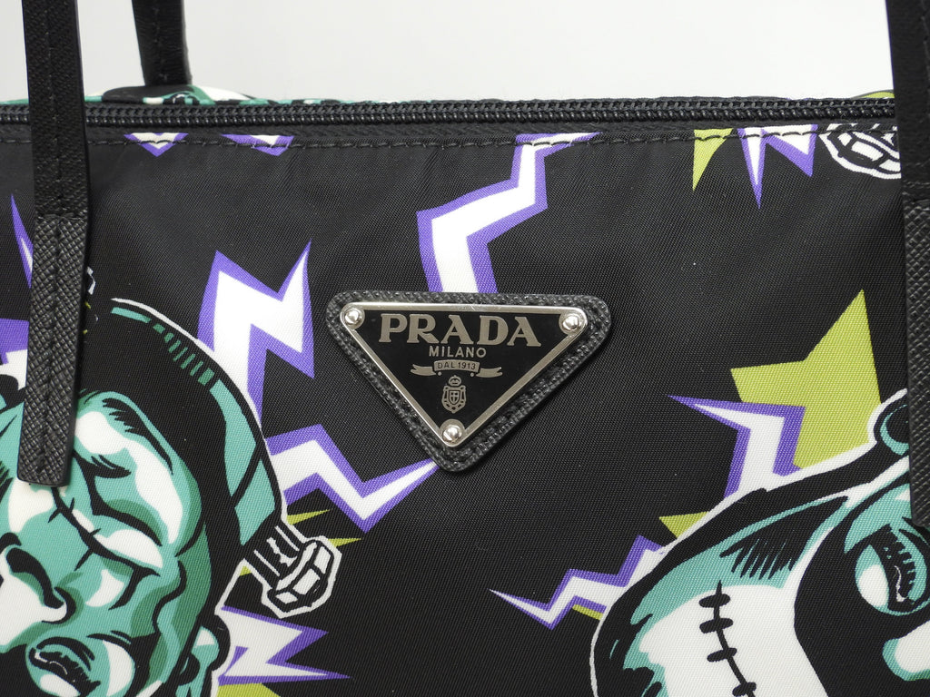 Borsa tote Prada Frankenstein Saffiano/nylon nero borsa a tracolla da uomo, condizioni eccellenti @255