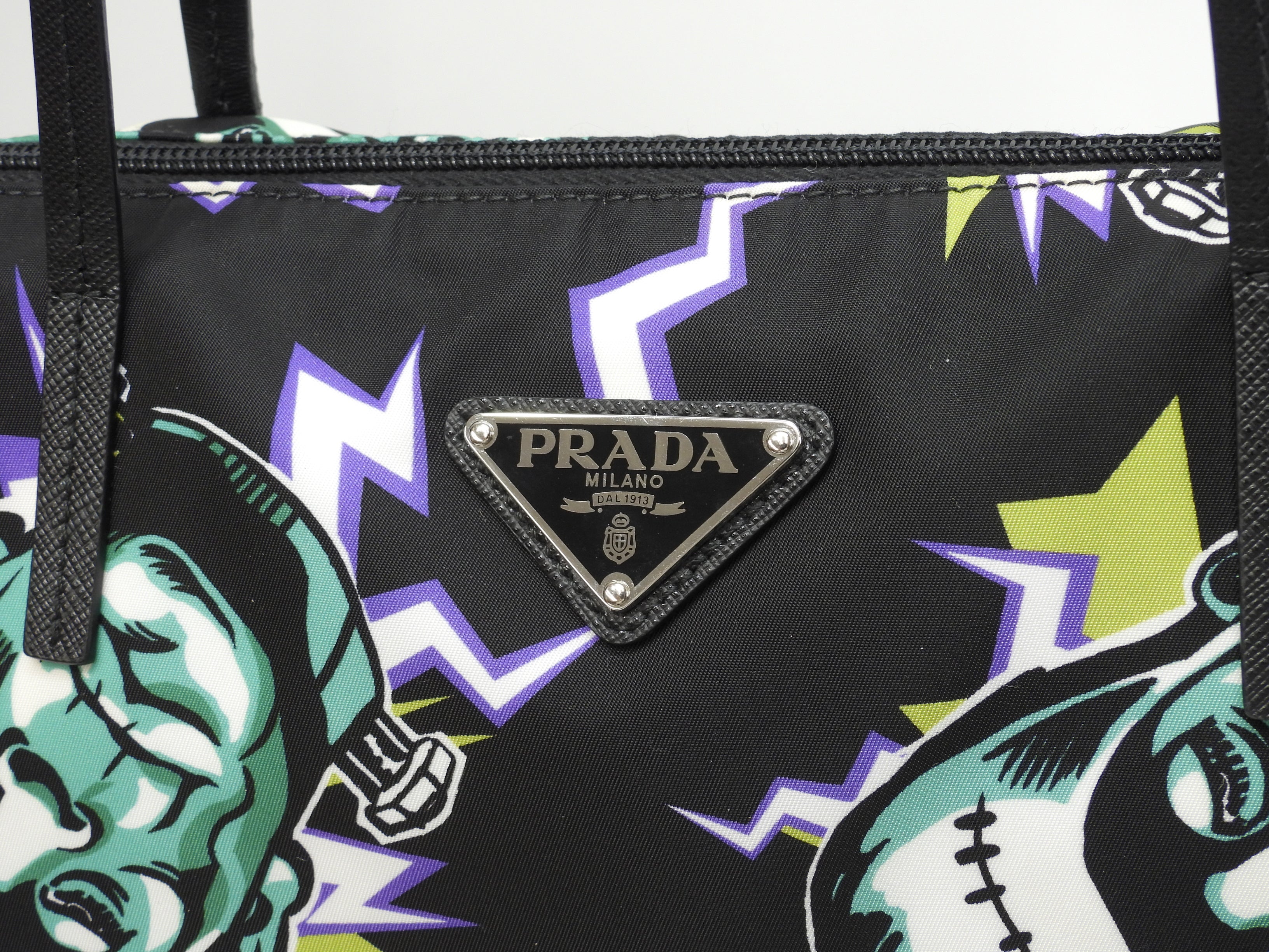 Borsa tote Prada Frankenstein Saffiano/nylon nero borsa a tracolla da uomo, condizioni eccellenti @255