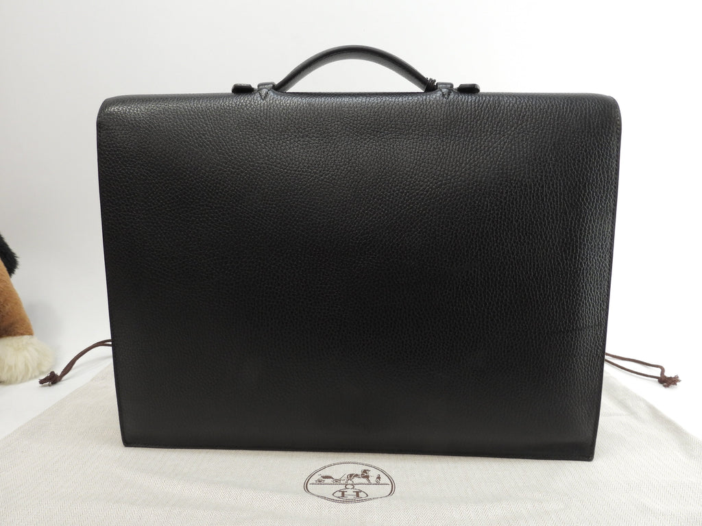 Hermès Sac à Dépêches 41 in pelle Ardennes nera, valigetta da uomo, ventiquattrore @〇Y