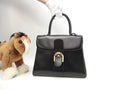 Delvaux Brillant MM in pelle di vitello Box blu navy, borsa a mano stile Kelly@ 2