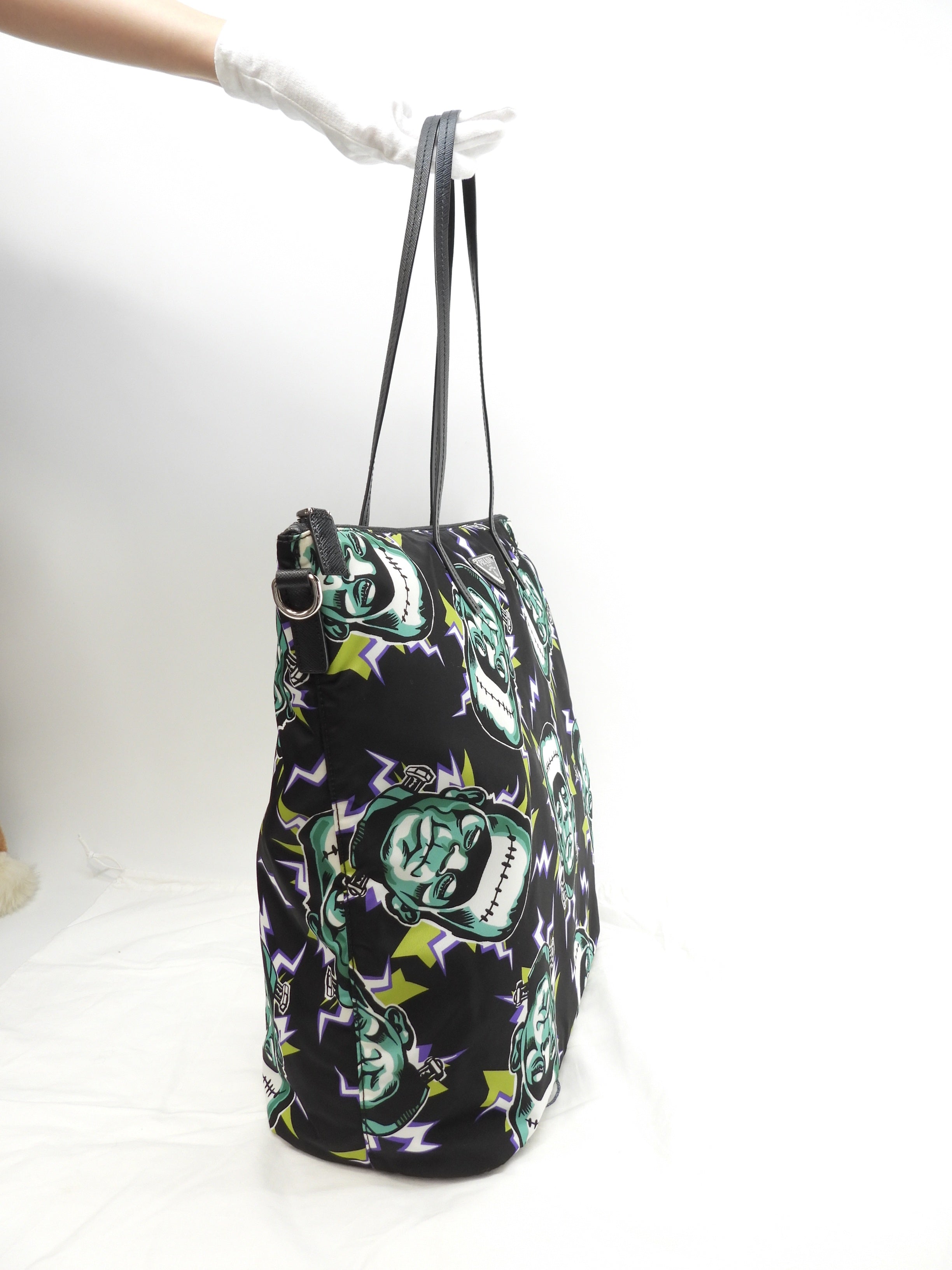 Borsa tote Prada Frankenstein Saffiano/nylon nero borsa a tracolla da uomo, condizioni eccellenti @255