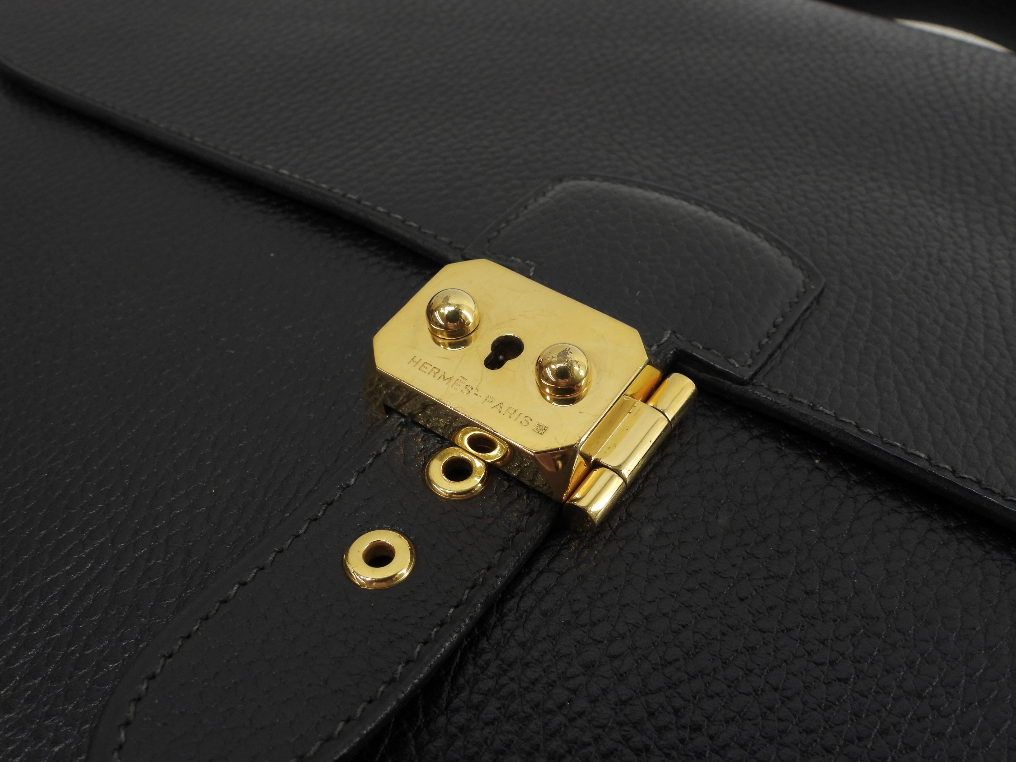 Hermès Sac à Dépêches 41 in pelle Ardennes nera, valigetta da uomo, ventiquattrore @〇Y