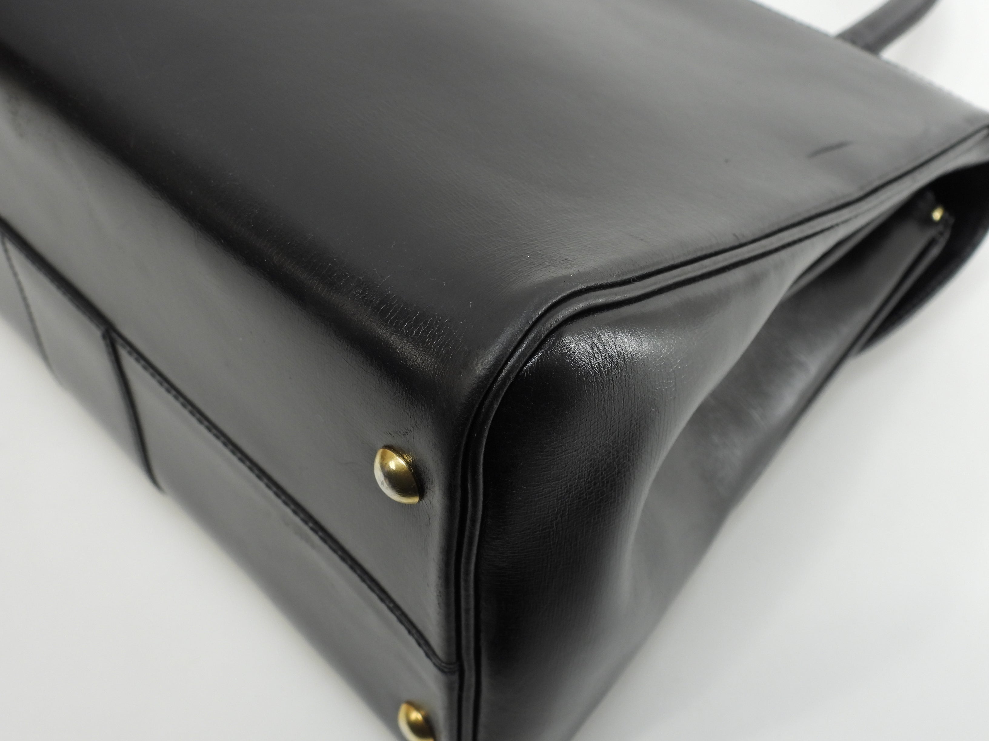 Delvaux Brillant MM in pelle di vitello Box blu navy, borsa a mano stile Kelly@ 2