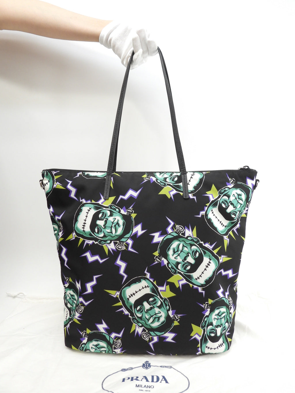 Borsa tote Prada Frankenstein Saffiano/nylon nero borsa a tracolla da uomo, condizioni eccellenti @255