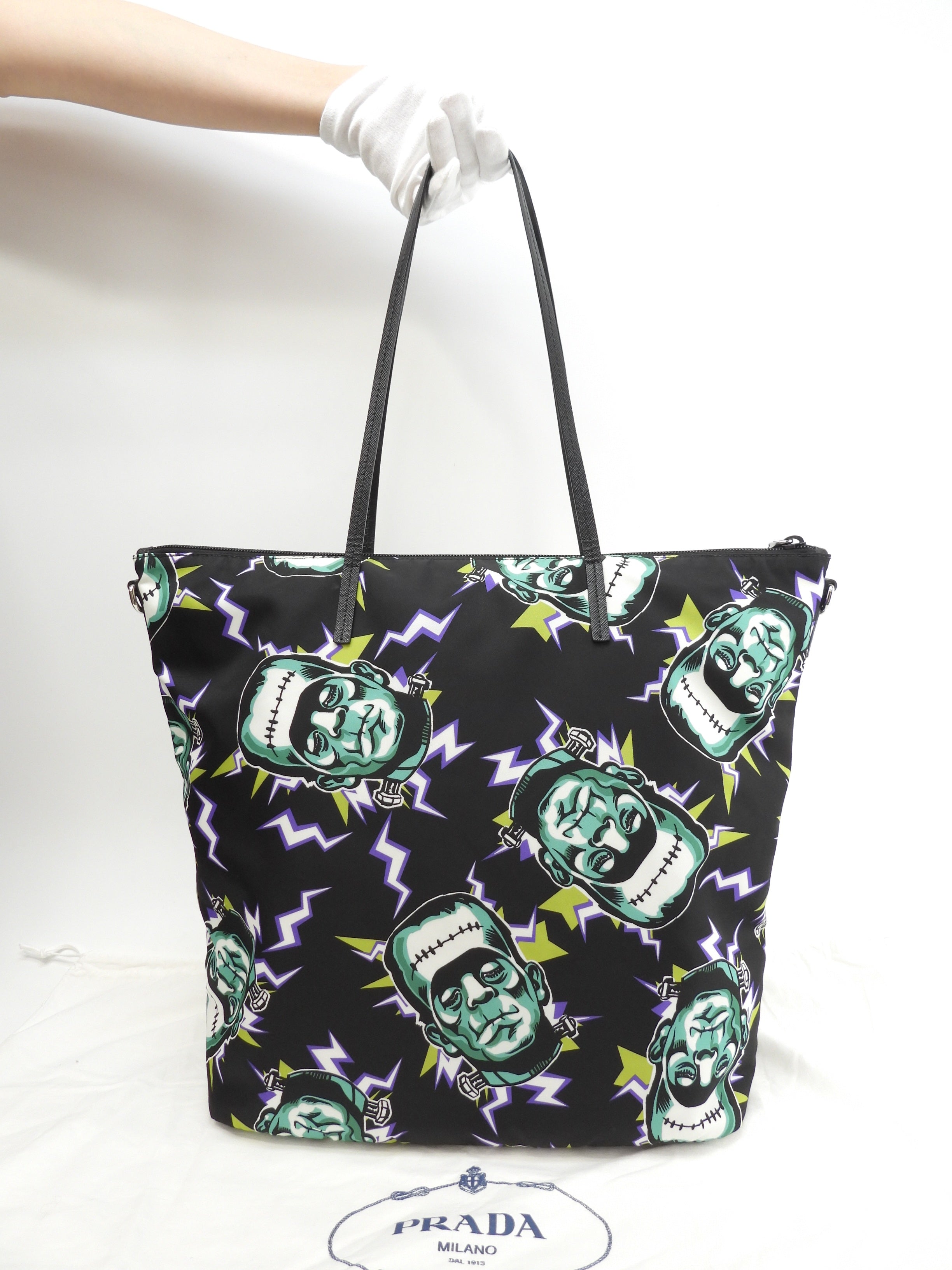 Borsa tote Prada Frankenstein Saffiano/nylon nero borsa a tracolla da uomo, condizioni eccellenti @255