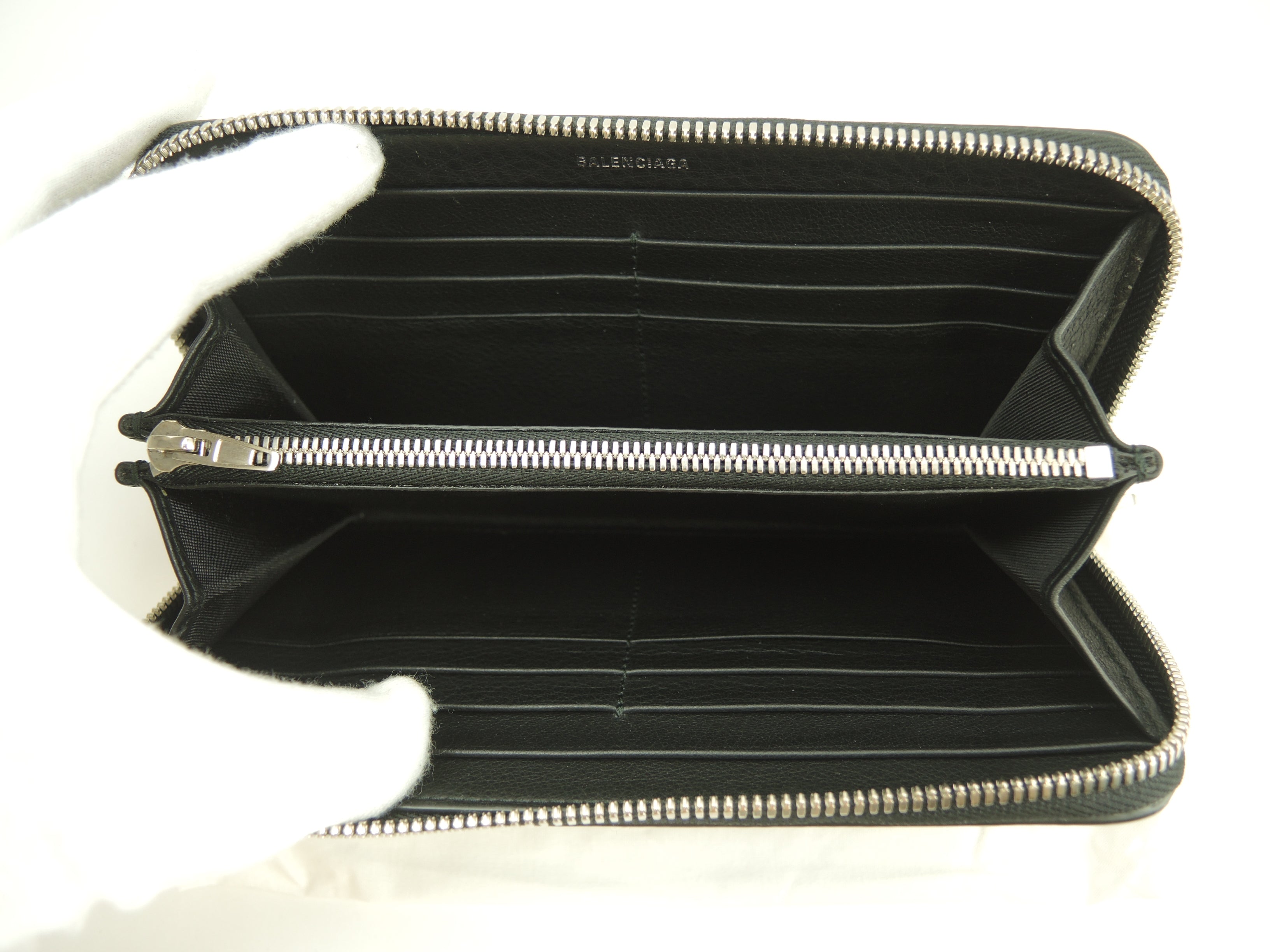 Balenciaga Portafoglio Lungo Paper Pelle Nera Cerniera Portafoglio Lungo Inutilizzato@ 36