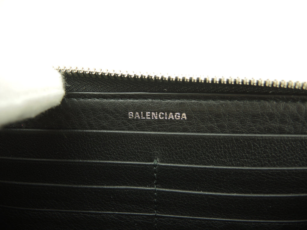 Balenciaga Portafoglio Lungo Paper Pelle Nera Cerniera Portafoglio Lungo Inutilizzato@ 36