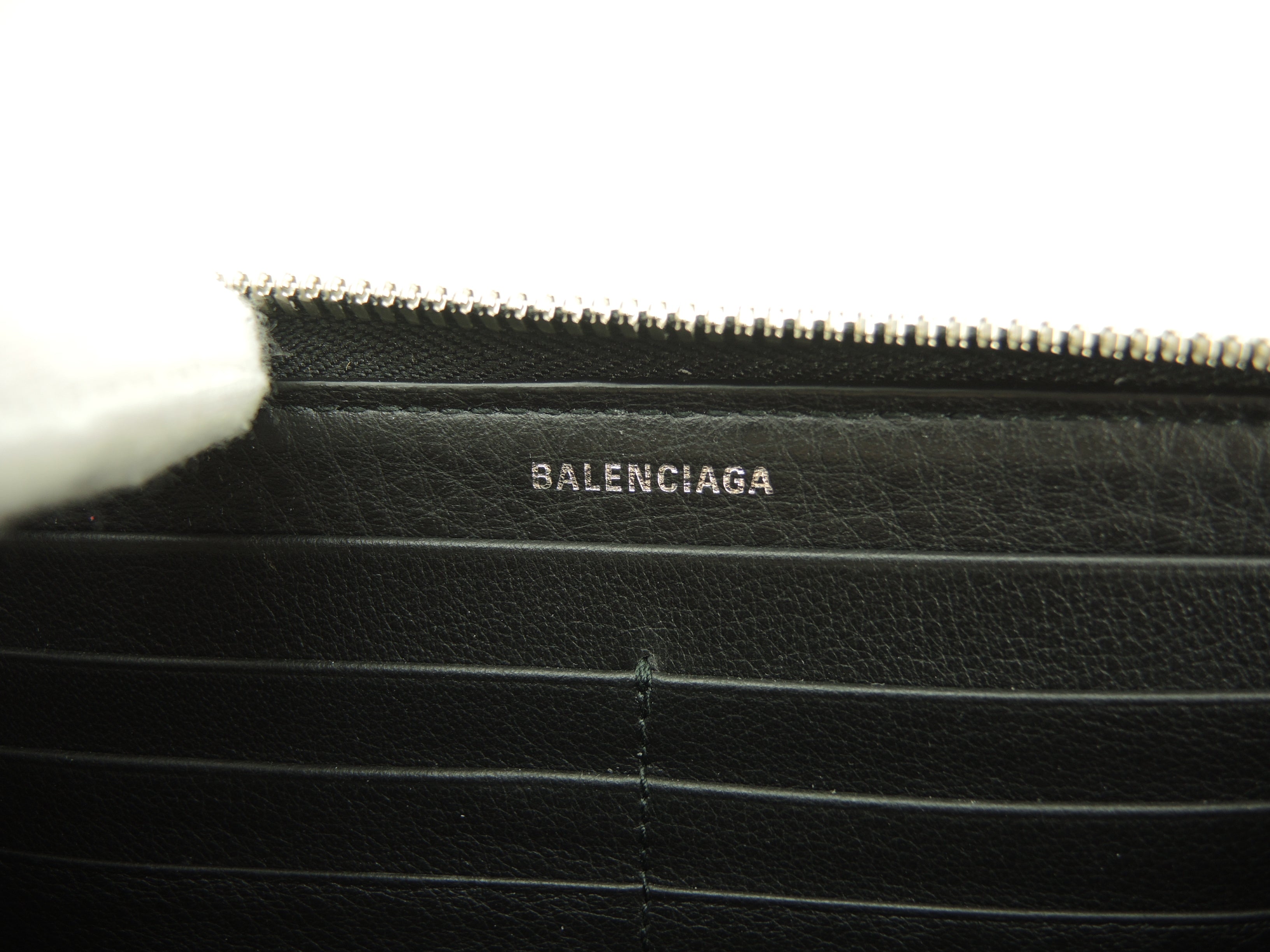 Balenciaga Portafoglio Lungo Paper Pelle Nera Cerniera Portafoglio Lungo Inutilizzato@ 36