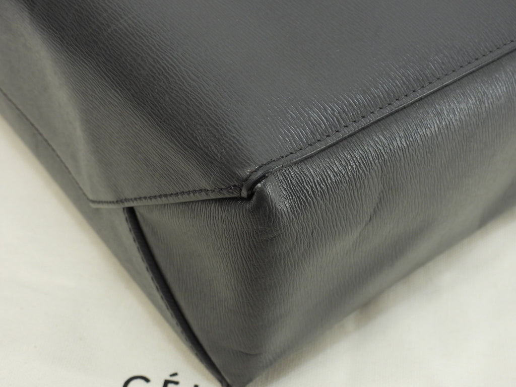 Celine Cabas Small Vertical Borsa a mano in pelle grigio scuro con pochette a tracolla @S-CU-4187