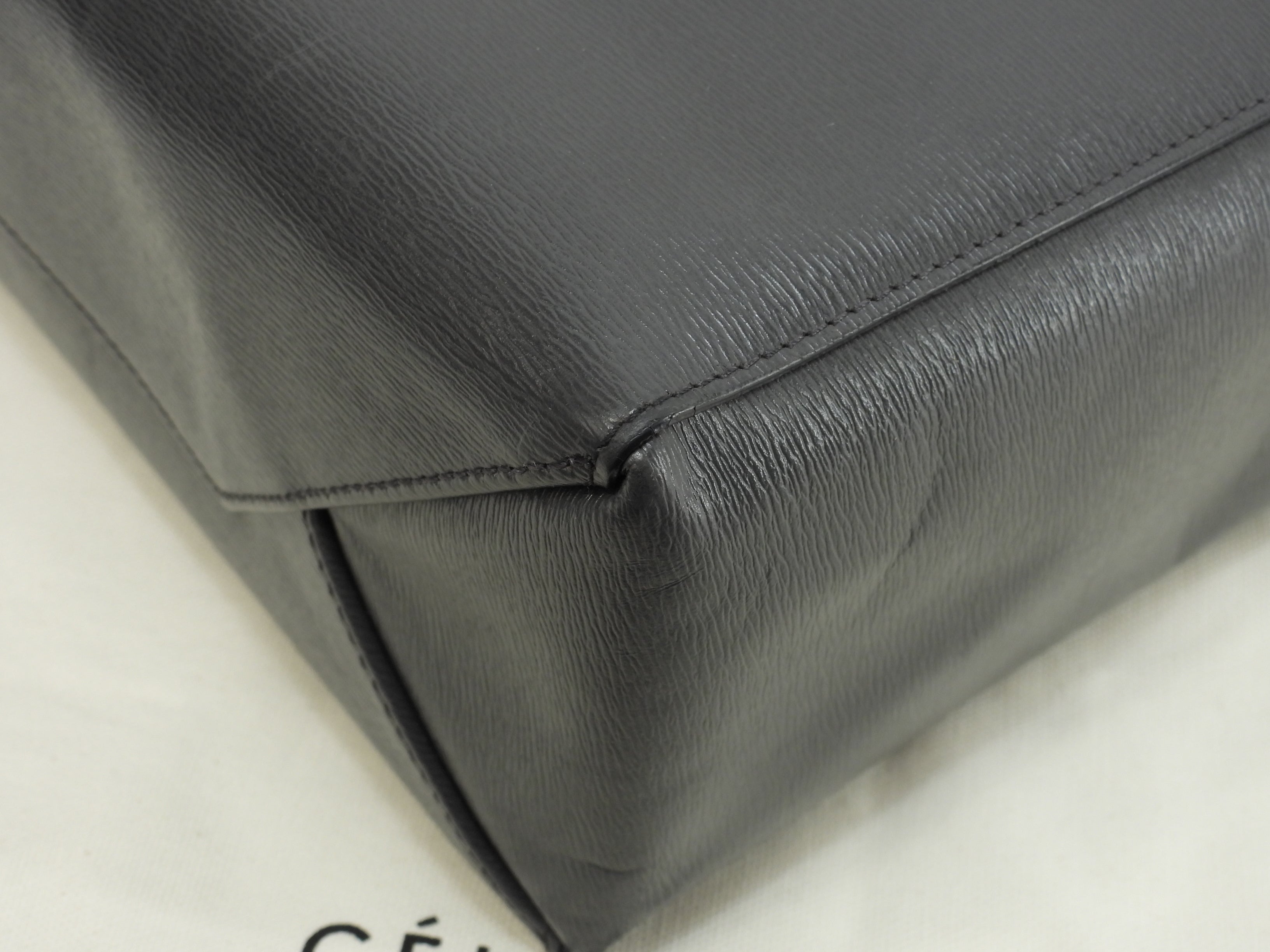 Celine Cabas Small Vertical Borsa a mano in pelle grigio scuro con pochette a tracolla @S-CU-4187