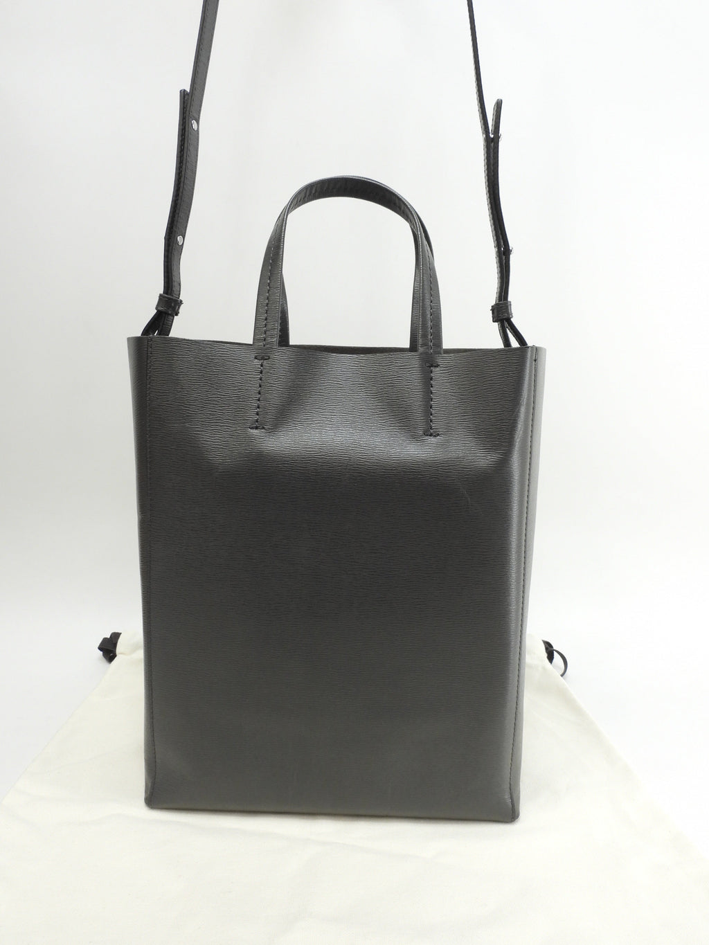 Celine Cabas Small Vertical Borsa a mano in pelle grigio scuro con pochette a tracolla @S-CU-4187