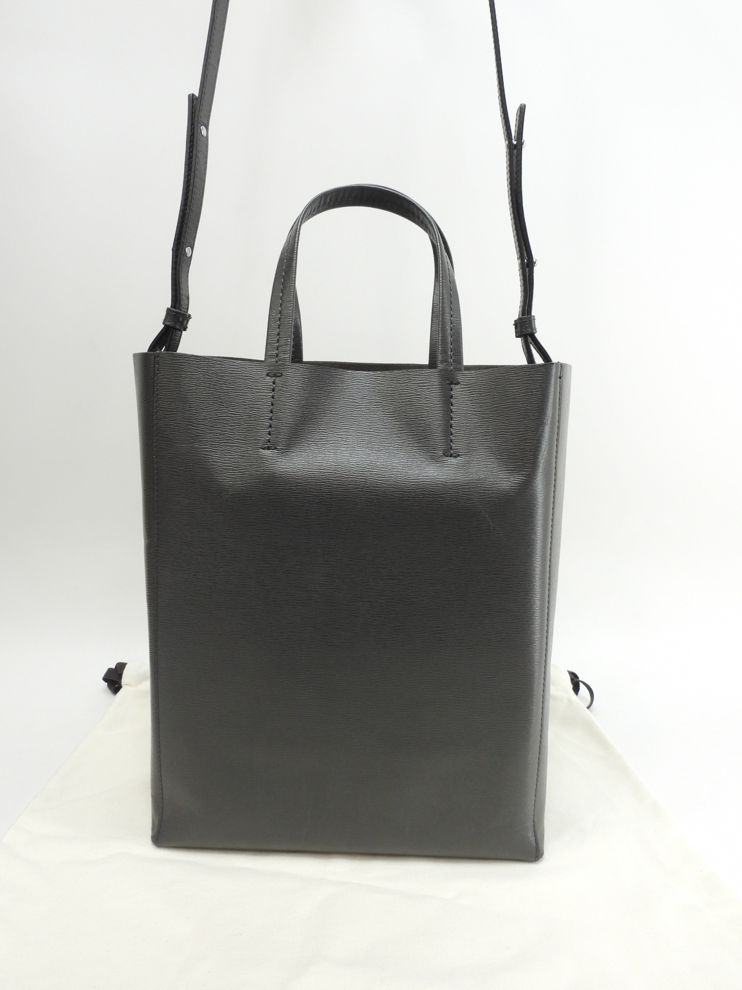 Celine Cabas Small Vertical Borsa a mano in pelle grigio scuro con pochette a tracolla @S-CU-4187