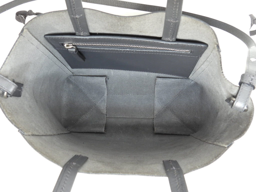 Celine Cabas Small Vertical Borsa a mano in pelle grigio scuro con pochette a tracolla @S-CU-4187