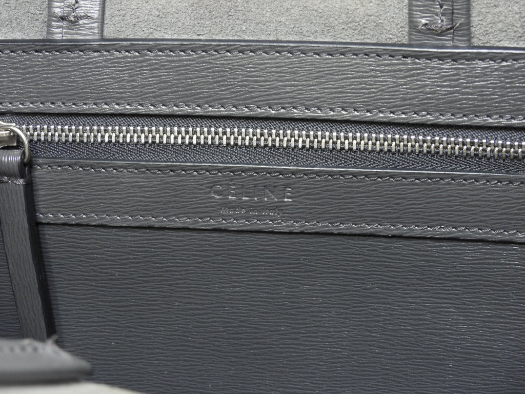 Celine Cabas Small Vertical Borsa a mano in pelle grigio scuro con pochette a tracolla @S-CU-4187
