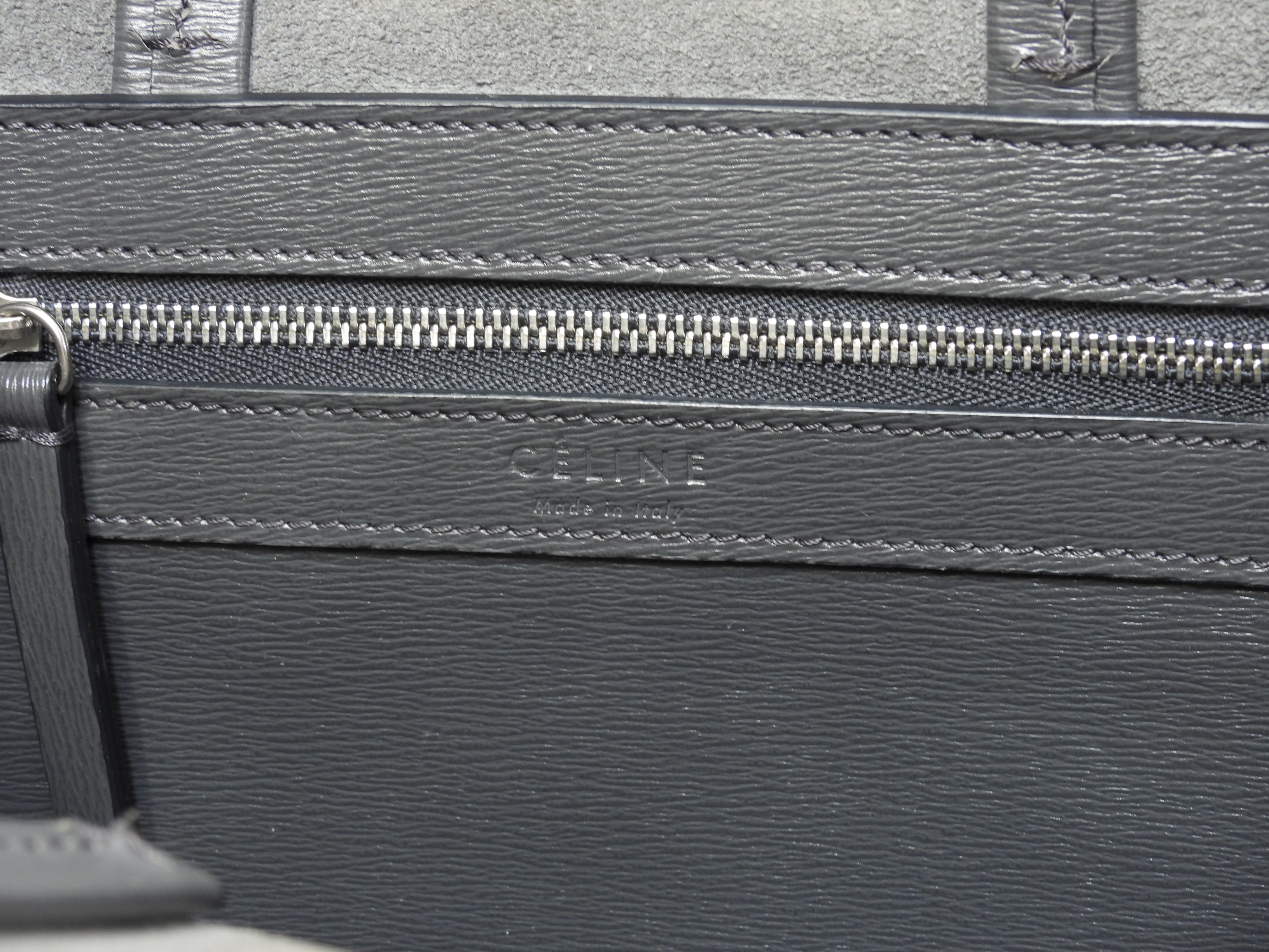 Celine Cabas Small Vertical Borsa a mano in pelle grigio scuro con pochette a tracolla @S-CU-4187