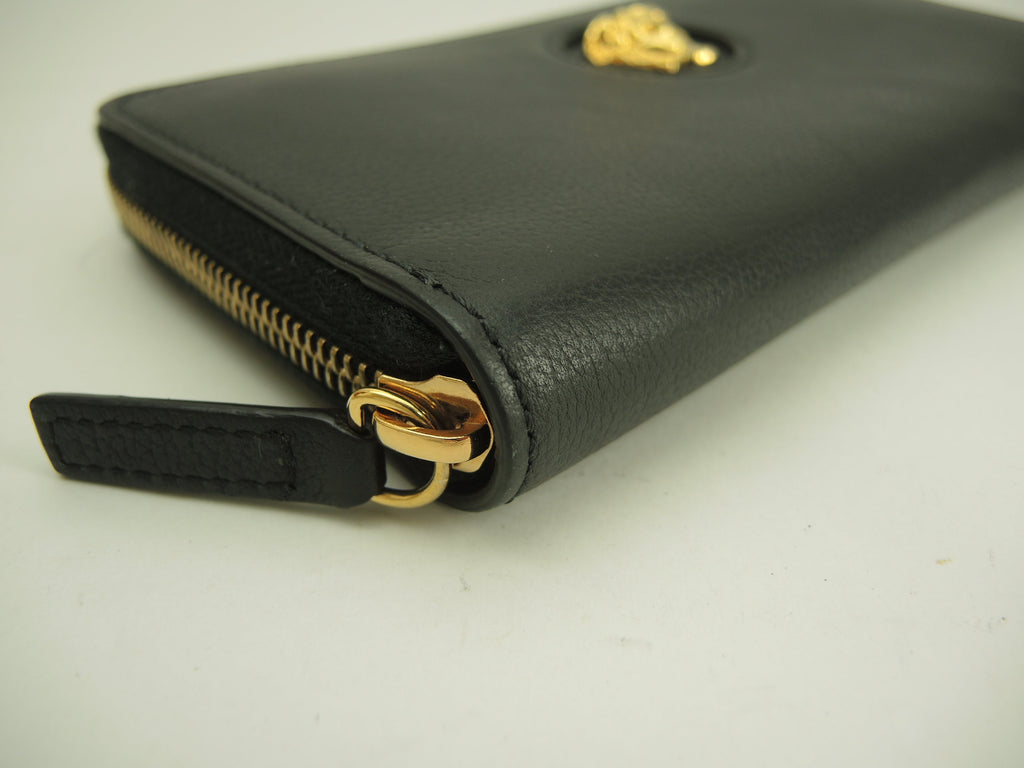 Versace Portafoglio lungo Medusa in pelle nera con cerniera, condizioni eccellenti @ 9