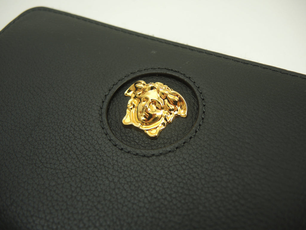 Versace Portafoglio lungo Medusa in pelle nera con cerniera, condizioni eccellenti @ 9