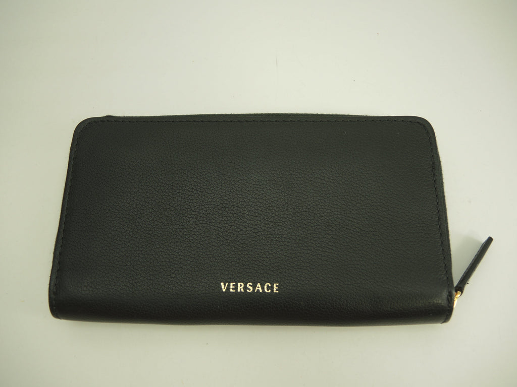 Versace Portafoglio lungo Medusa in pelle nera con cerniera, condizioni eccellenti @ 9