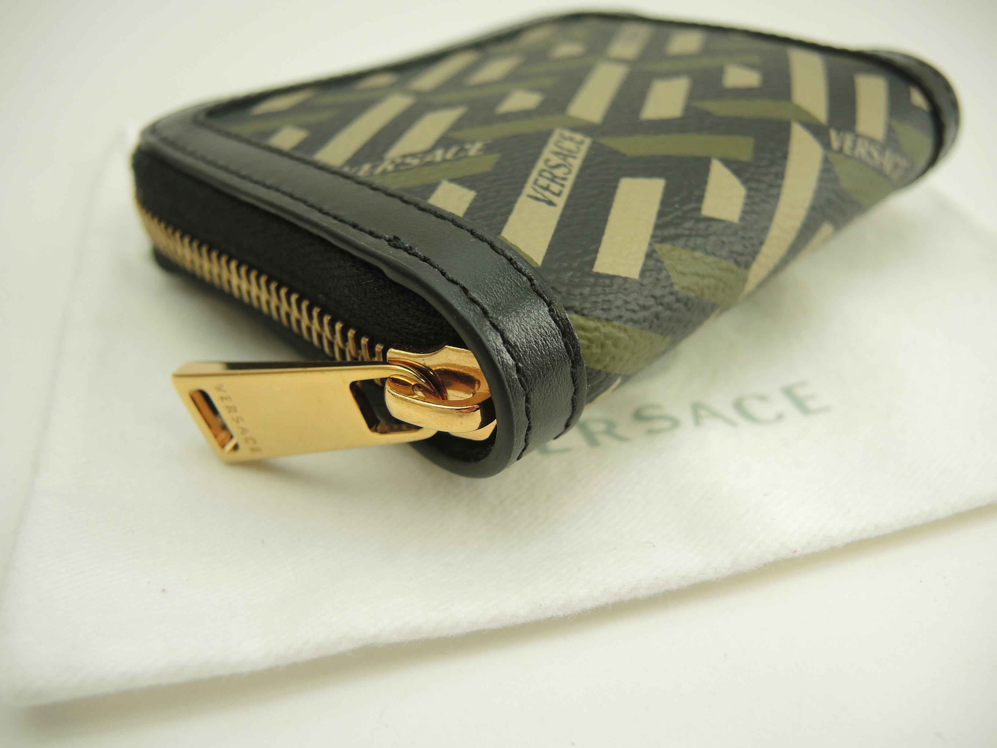 Portamonete Versace La Greca Signature verde nero portafoglio nuovo@ 1