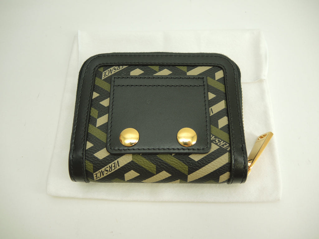 Portamonete Versace La Greca Signature verde nero portafoglio nuovo@ 1