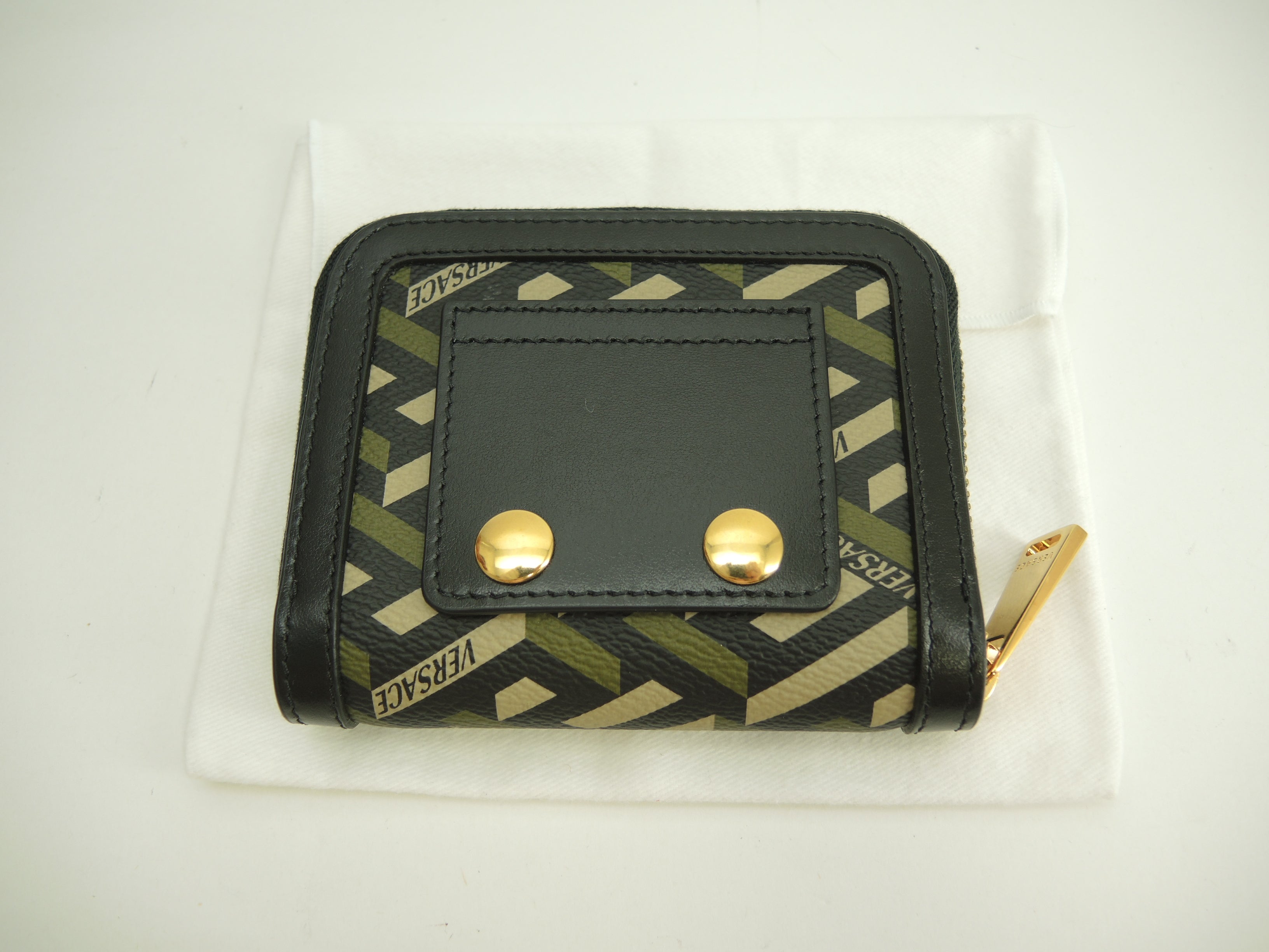 Portamonete Versace La Greca Signature verde nero portafoglio nuovo@ 1