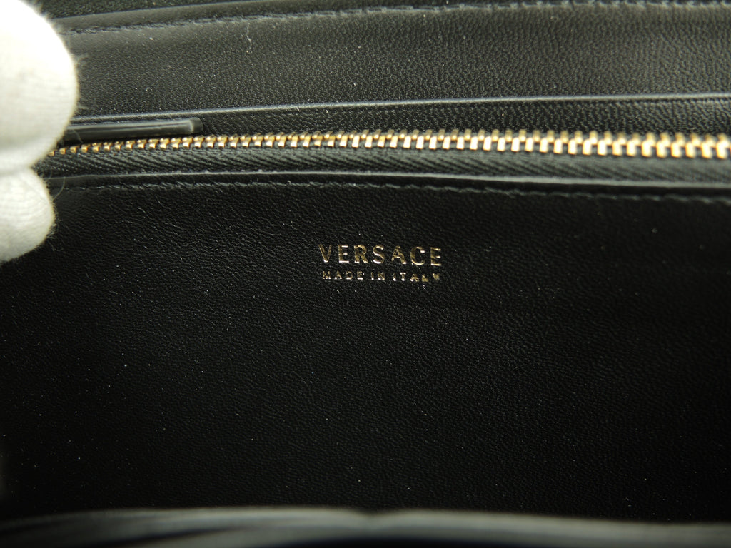 Versace Portafoglio lungo Medusa in pelle nera con cerniera, condizioni eccellenti @ 9