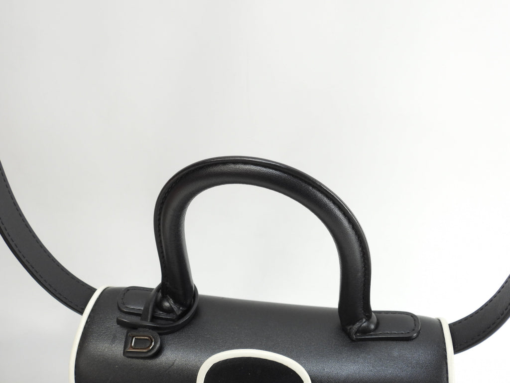 Borsa Delvaux Brillant Mini in pelle, nera e bianca, modello pochette, a tracolla, in ottime condizioni, @ 351