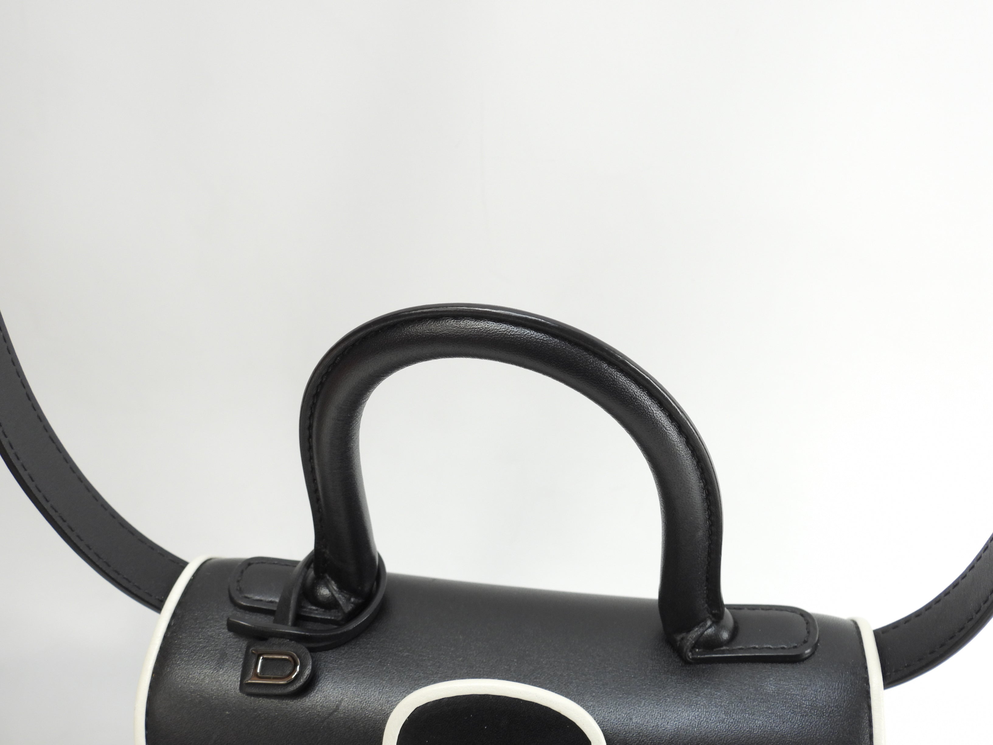 Borsa Delvaux Brillant Mini in pelle, nera e bianca, modello pochette, a tracolla, in ottime condizioni, @ 351