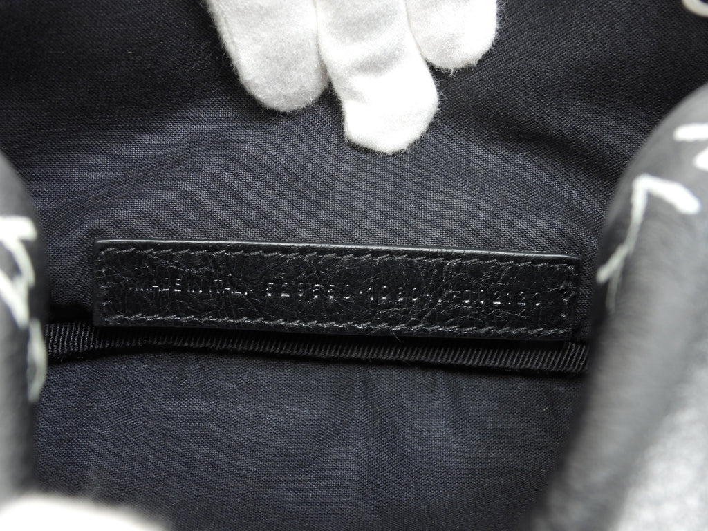 Borsa a tracolla Balenciaga Belt Bag Graffiti in pelle nera, ottime condizioni @ 10