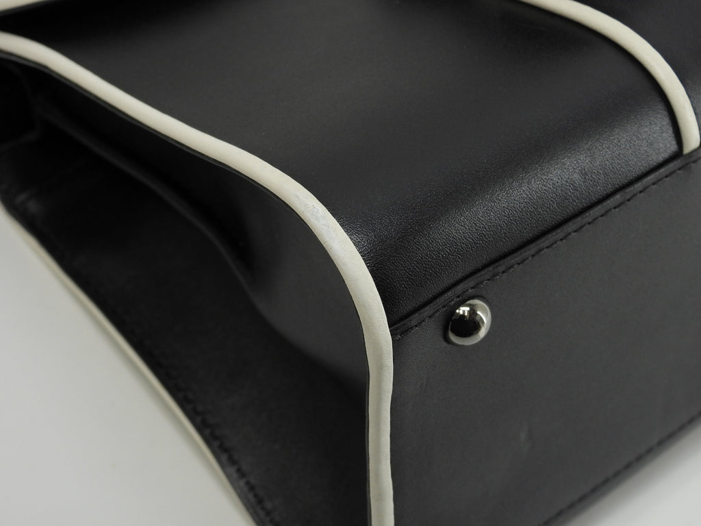 Borsa Delvaux Brillant Mini in pelle, nera e bianca, modello pochette, a tracolla, in ottime condizioni, @ 351