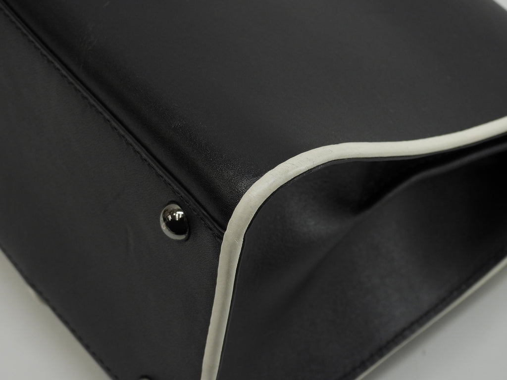 Borsa Delvaux Brillant Mini in pelle, nera e bianca, modello pochette, a tracolla, in ottime condizioni, @ 351