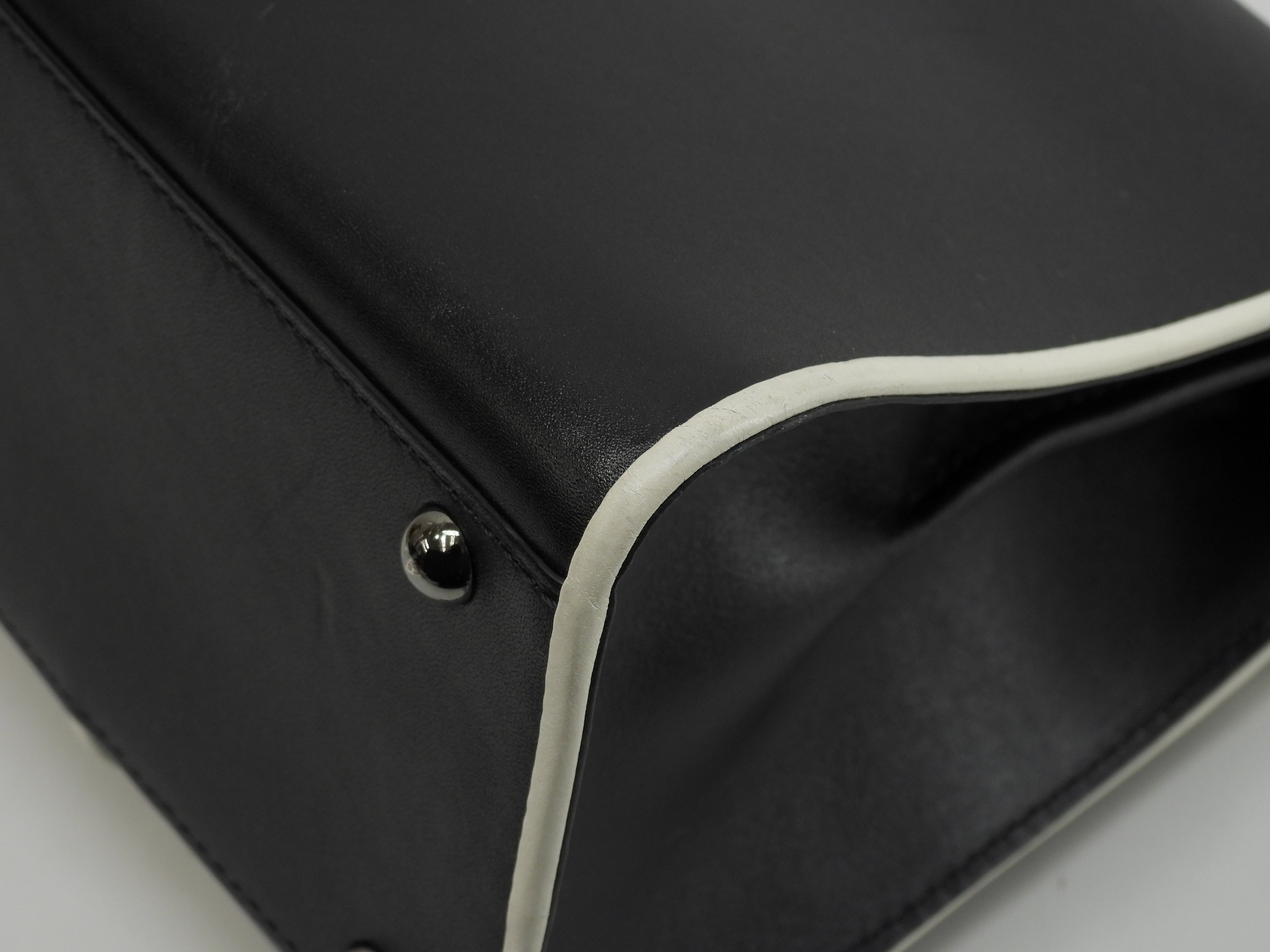 Borsa Delvaux Brillant Mini in pelle, nera e bianca, modello pochette, a tracolla, in ottime condizioni, @ 351
