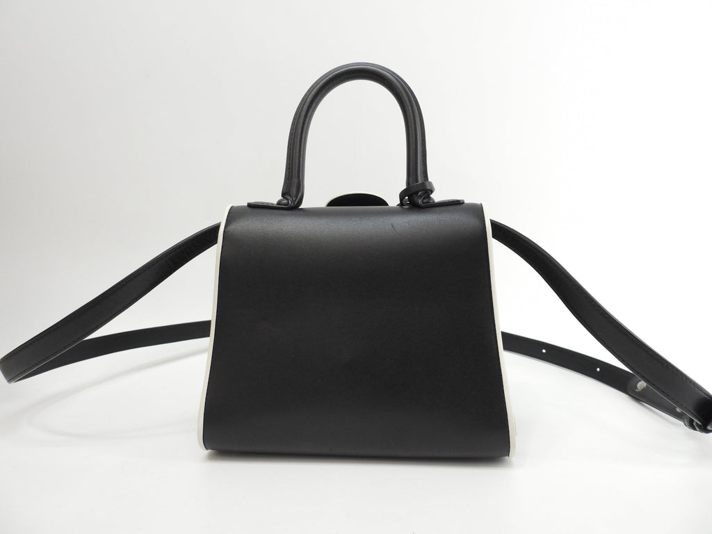 Borsa Delvaux Brillant Mini in pelle, nera e bianca, modello pochette, a tracolla, in ottime condizioni, @ 351