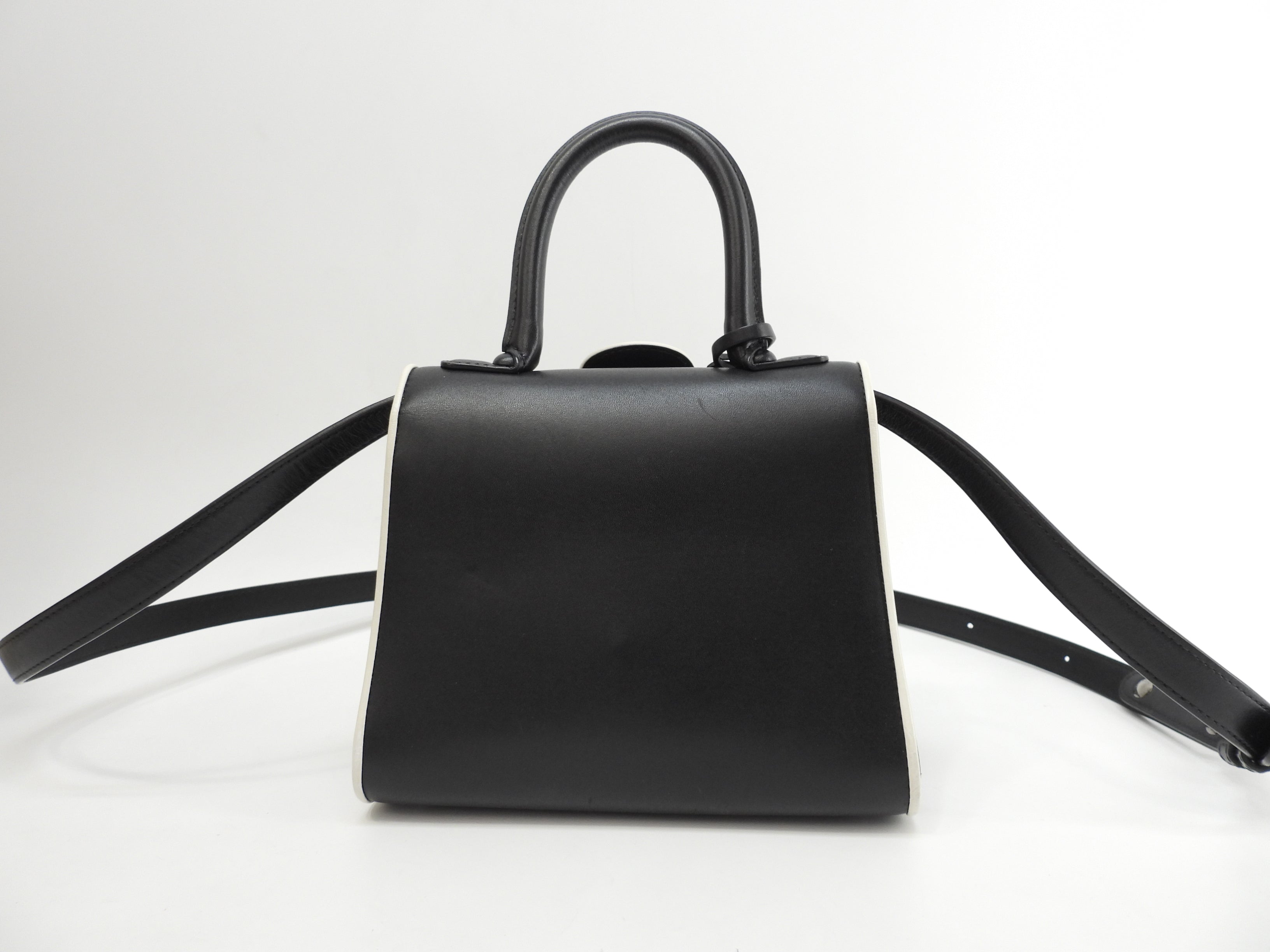 Borsa Delvaux Brillant Mini in pelle, nera e bianca, modello pochette, a tracolla, in ottime condizioni, @ 351