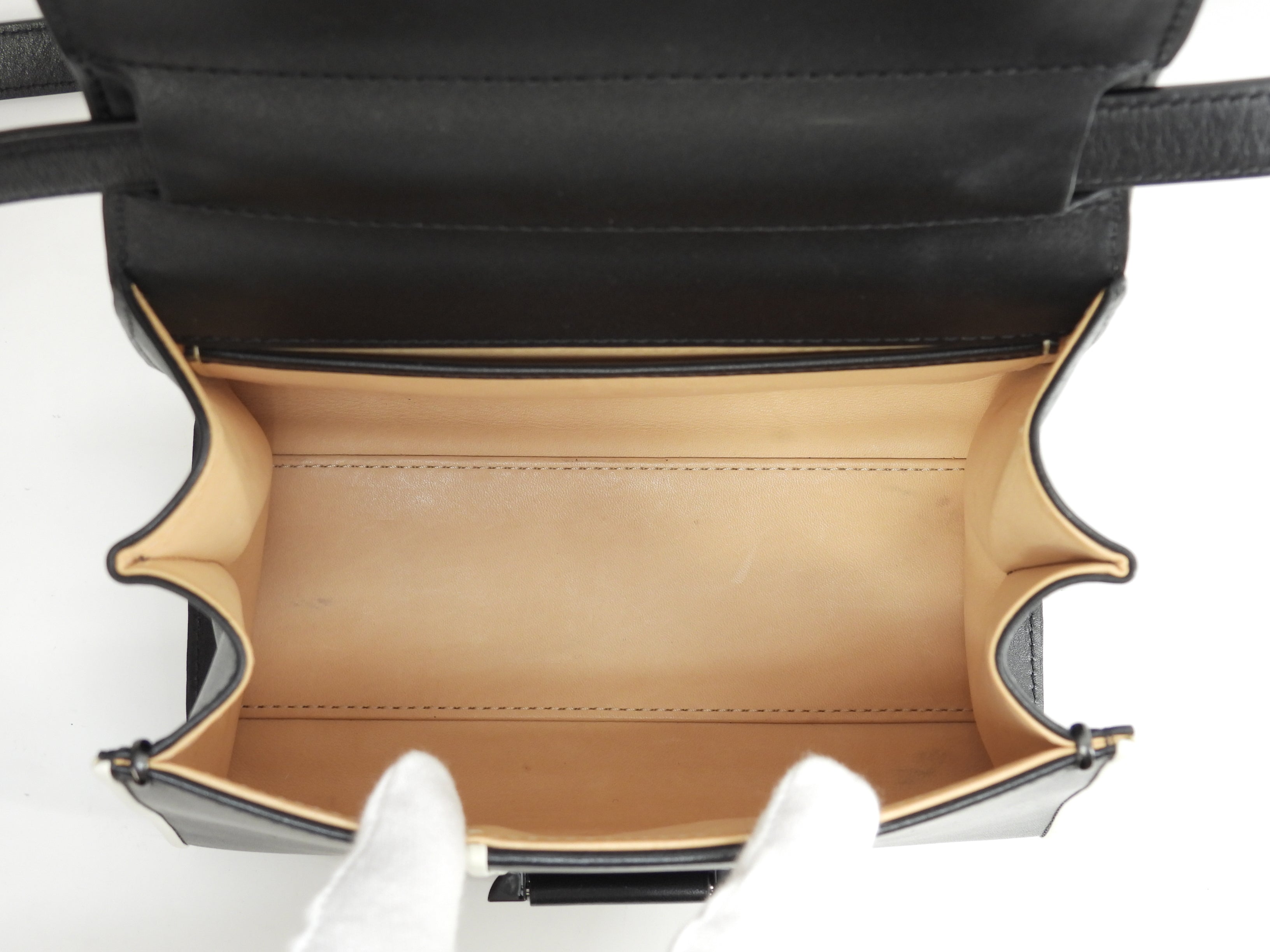 Borsa Delvaux Brillant Mini in pelle, nera e bianca, modello pochette, a tracolla, in ottime condizioni, @ 351