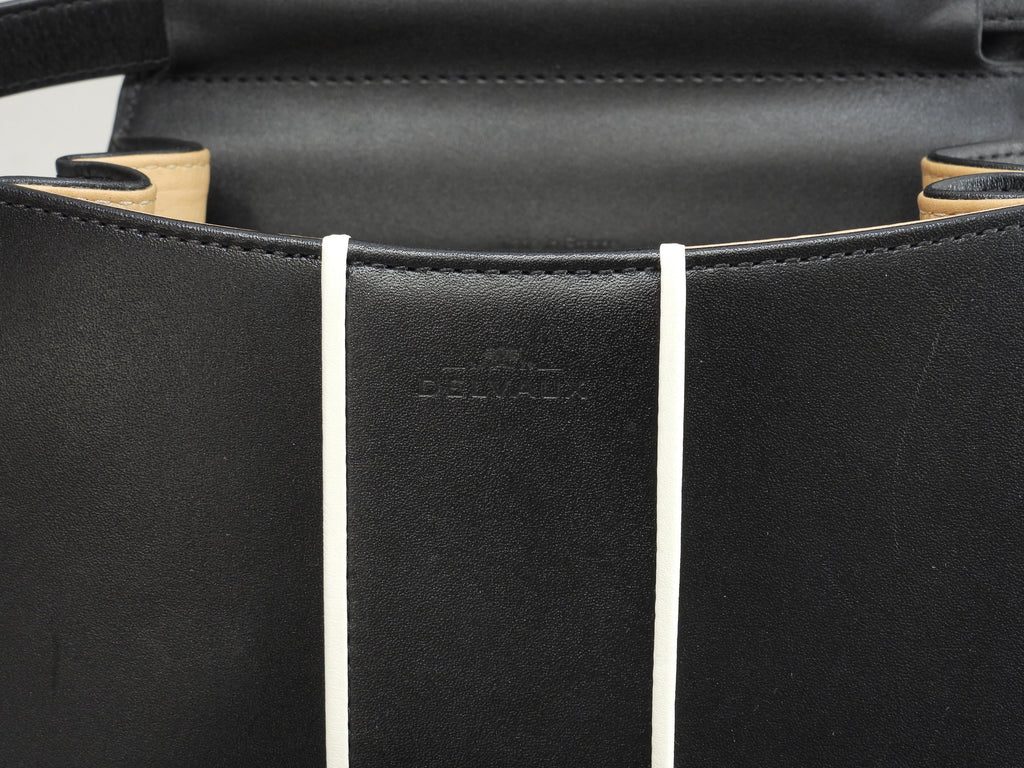 Borsa Delvaux Brillant Mini in pelle, nera e bianca, modello pochette, a tracolla, in ottime condizioni, @ 351