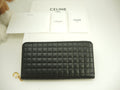 Celine Portafoglio lungo in pelle trapuntata nera con cerniera a giro, C Charm, nuovo con etichette @ 9