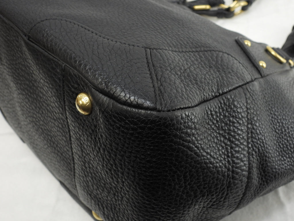 Borsa tote Prada in pelle Taurillon nera, borsa a mano, borsa a tracolla, come nuova@158 3