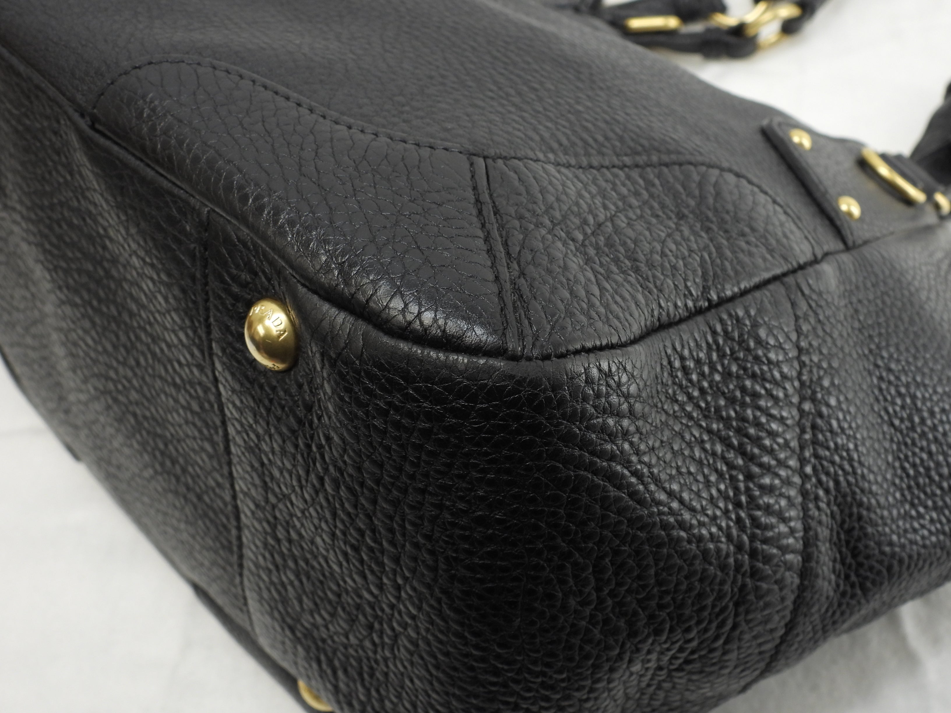 Borsa tote Prada in pelle Taurillon nera, borsa a mano, borsa a tracolla, come nuova@158 3